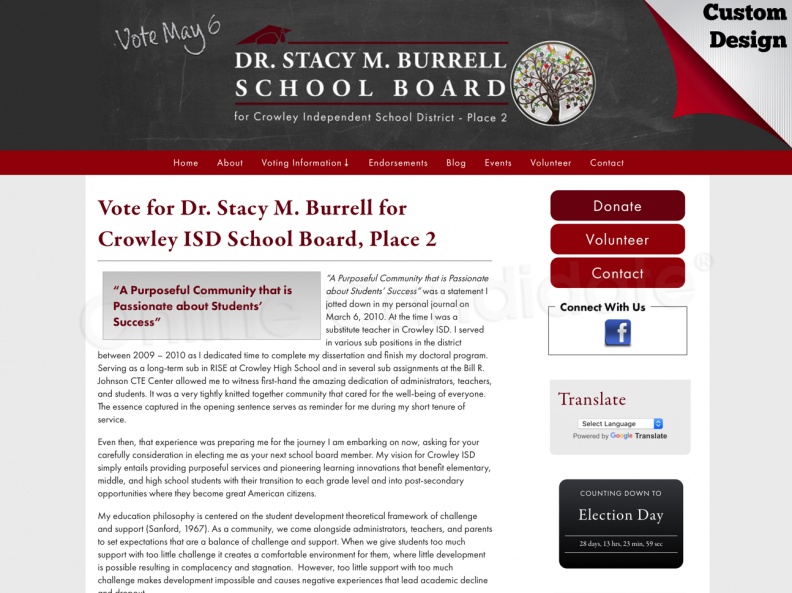 Dr. Stacy M. Burrell for     Crowley ISD School Board, Place 2