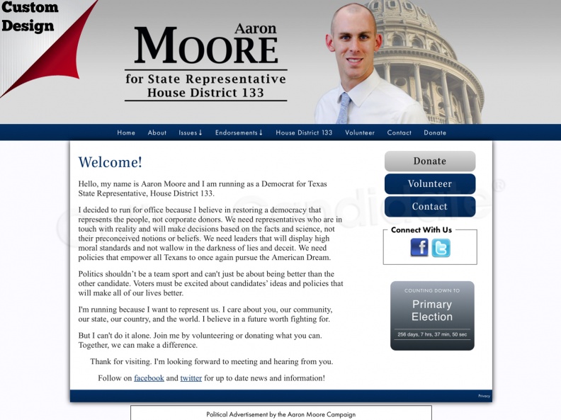 Aaron Moore for Texas State Representative, House District 133.